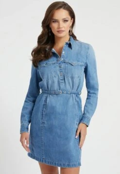 Guess Brusttaschen - Spijkerjurk - Blau