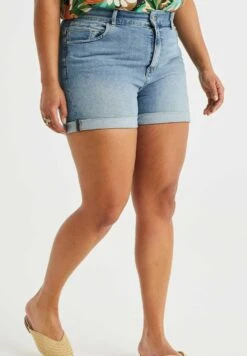 WE FASHION Curve - Jeansshort - Blue