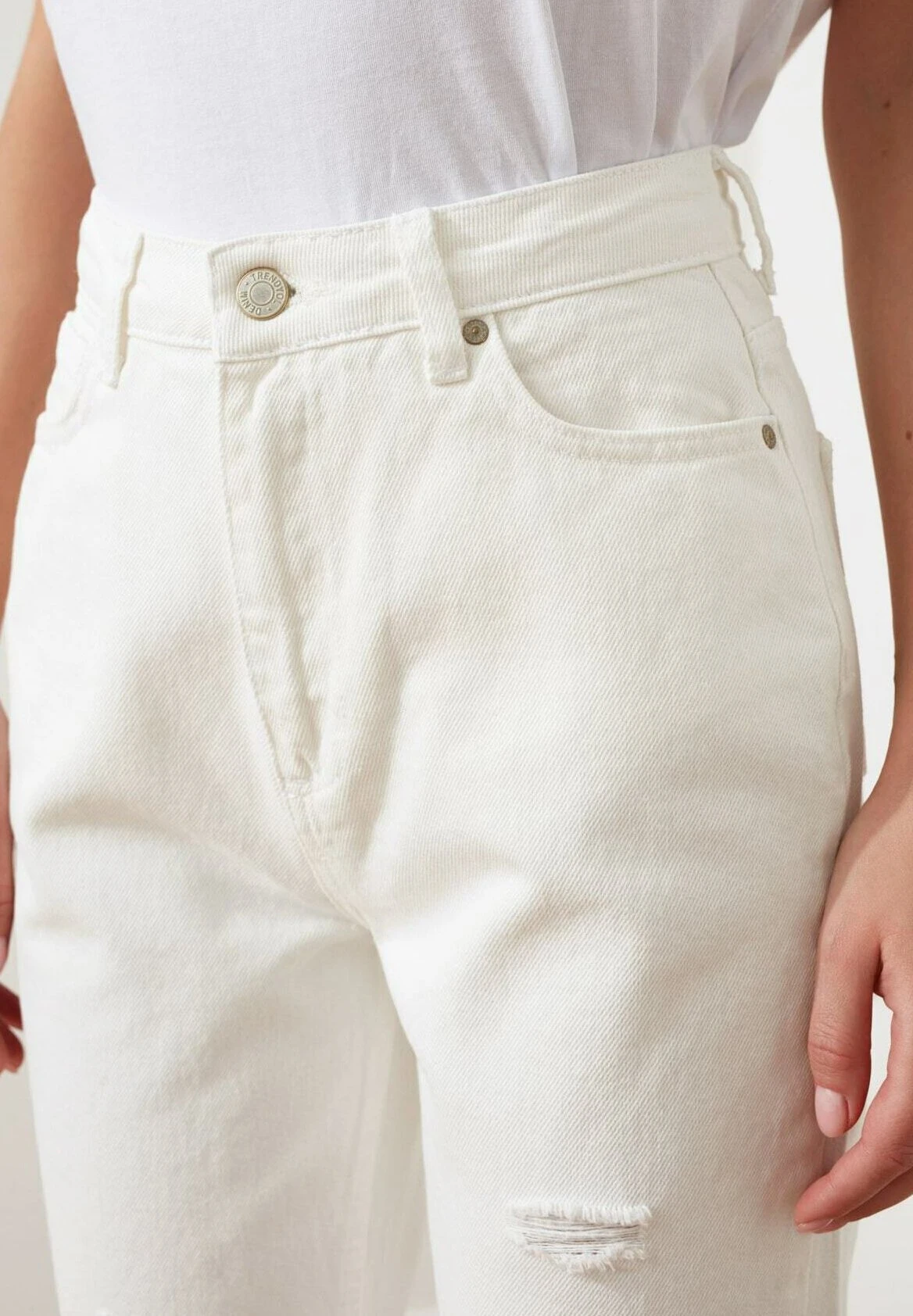 Trendyol Straight Leg Jeans - White 4 Trendyol Straight Leg Jeans - White - Afbeelding 4