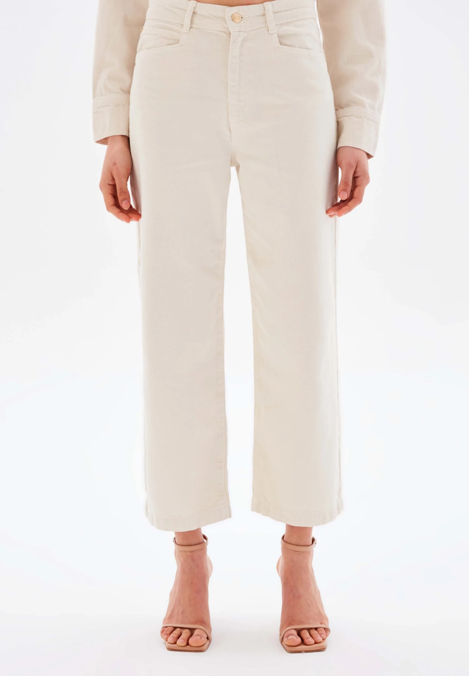 Wide Leg - Flared Jeans - Light Beige 3 Wide Leg - Flared Jeans - Light Beige - Afbeelding 3
