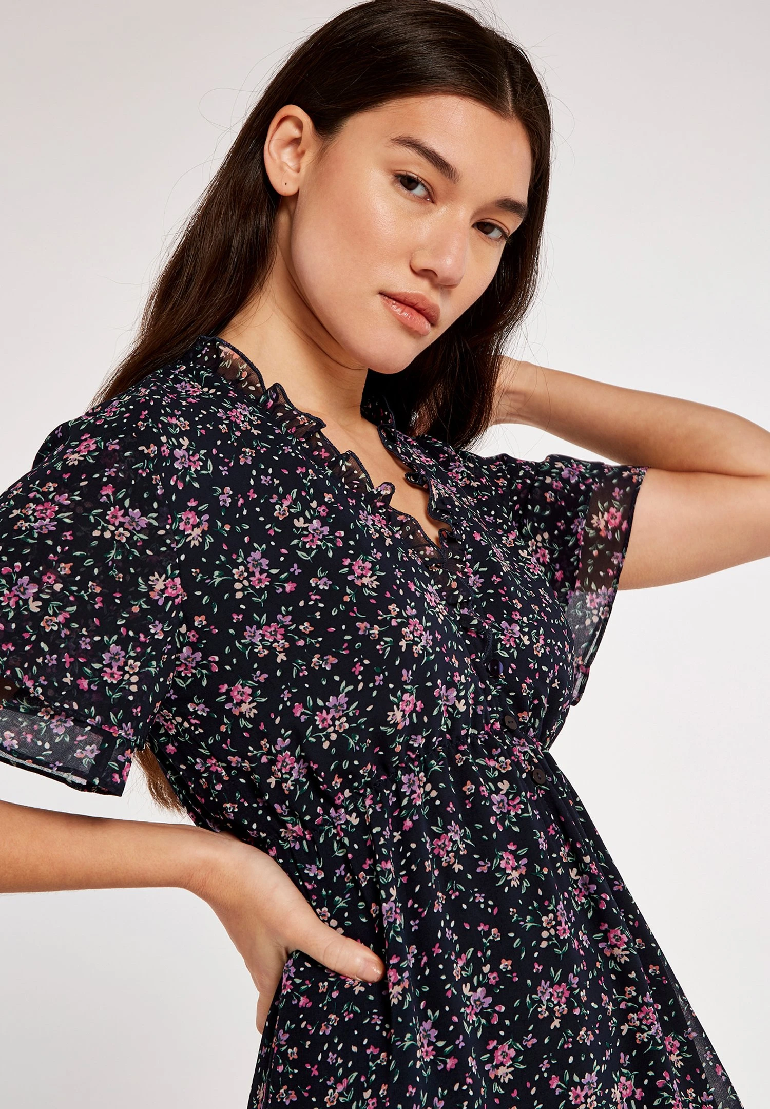 Apricot Ditsy - Jurk - Navy 3 Apricot Ditsy - Jurk - Navy - Afbeelding 3