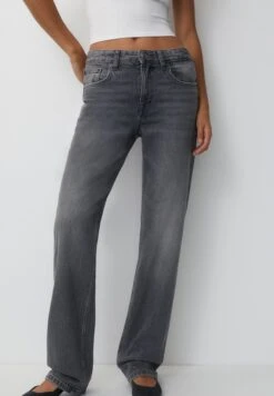 PULL & BEAR Mid Waist- Straight Leg Jeans - Grey