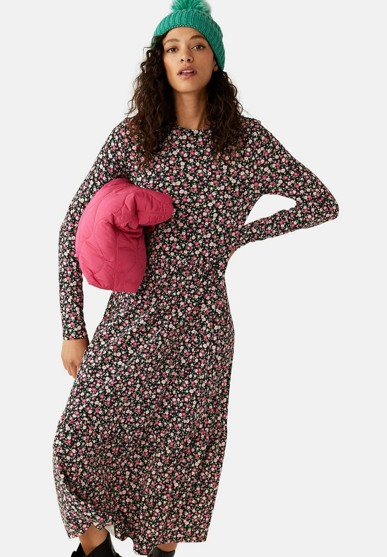 Marks & Spencer Printed Round Neck Midi Tiered- Jerseyjurk - Multi 1 Marks & Spencer Printed Round Neck Midi Tiered- Jerseyjurk - Multi